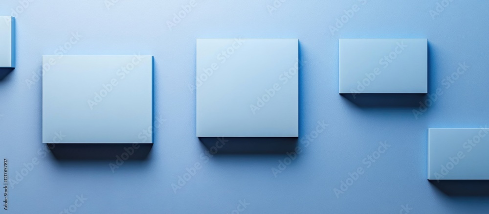 Aufkleber Blue rectangular and square blank labels for text placement on a soft blue background with ample copyspace for customization and creative use