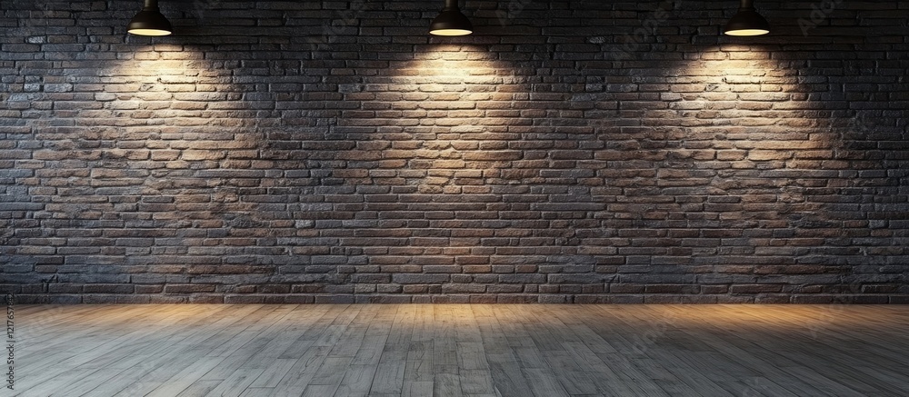 Aufkleber Brick wall backdrop with illuminated space for creative design showcasing texture and ambiance perfect for product placement or text display