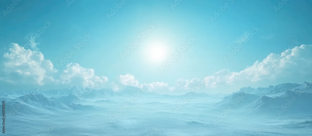 Poster Serene Blue Sky with Sunlight and Soft Clouds Ideal for Text Overlay and Scenic Background Use