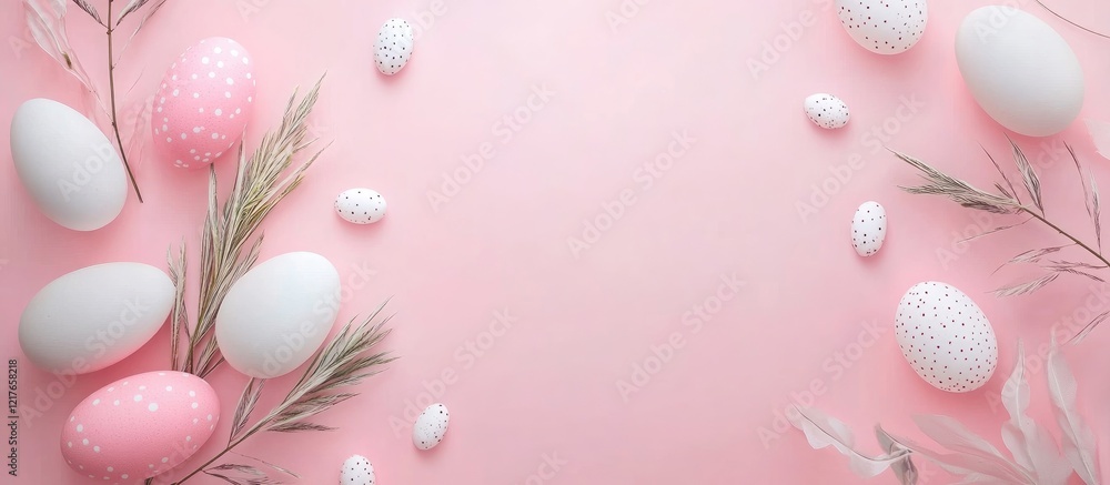 Aufkleber easter themed spring banner with decorative eggs and floral elements ideal for text insertion and se
