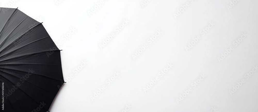 Poster Black Umbrella Isolated on White Background Empty Space for Text Minimalist Design Concept for Advertising or Promotional Use
