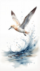 Obraz premium Gannet diving for fish in polar seas, dynamic wildlife action