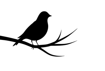 Bird black silhouette vector, bird on a brunch Simple silhouette Design vector icon with white background. Wild Animal Vector. Bird Vector 	
