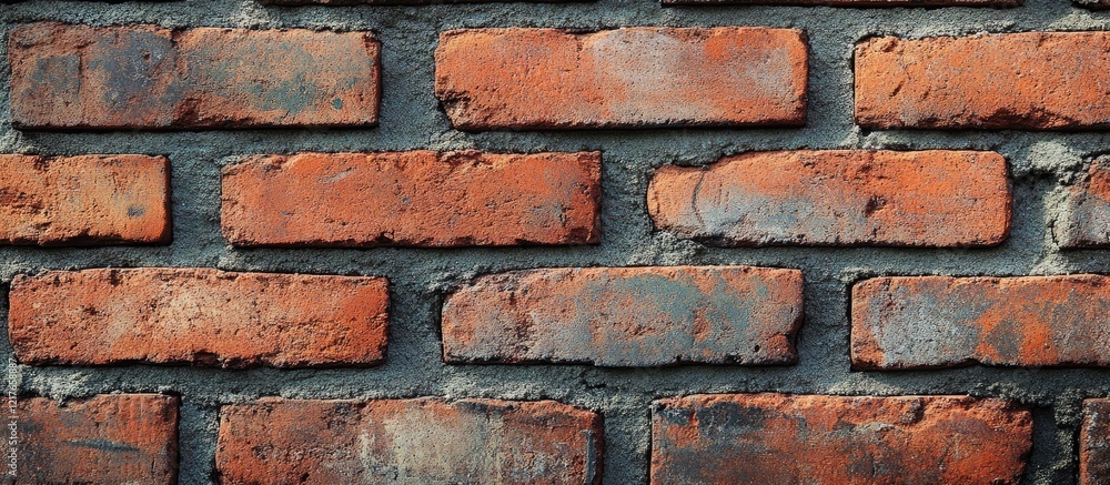 Poster textured red brick wall background with stamped mortar providing ample copy space for branding or me