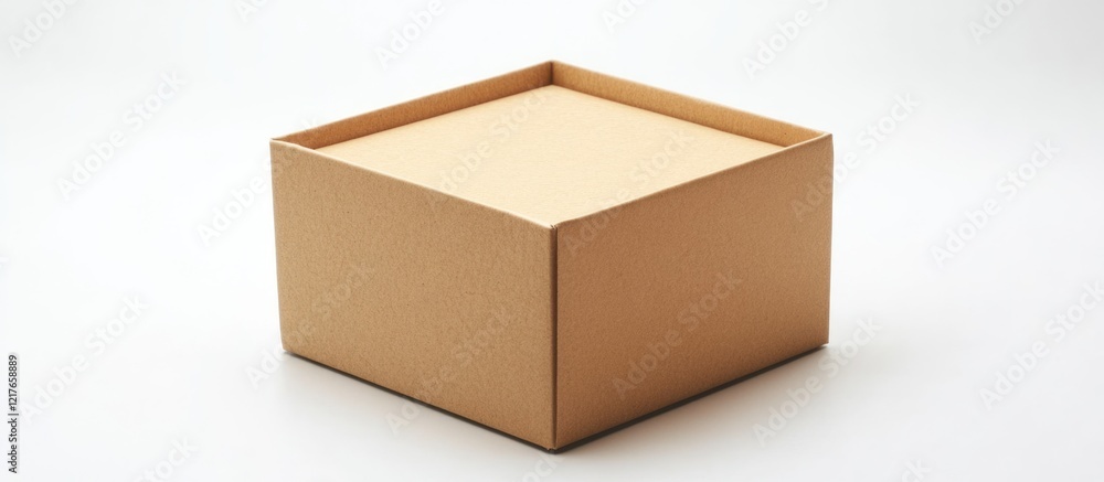 Aufkleber Empty cardboard box on white background providing ample space for text or branding in a minimalistic design ideal for product mockups
