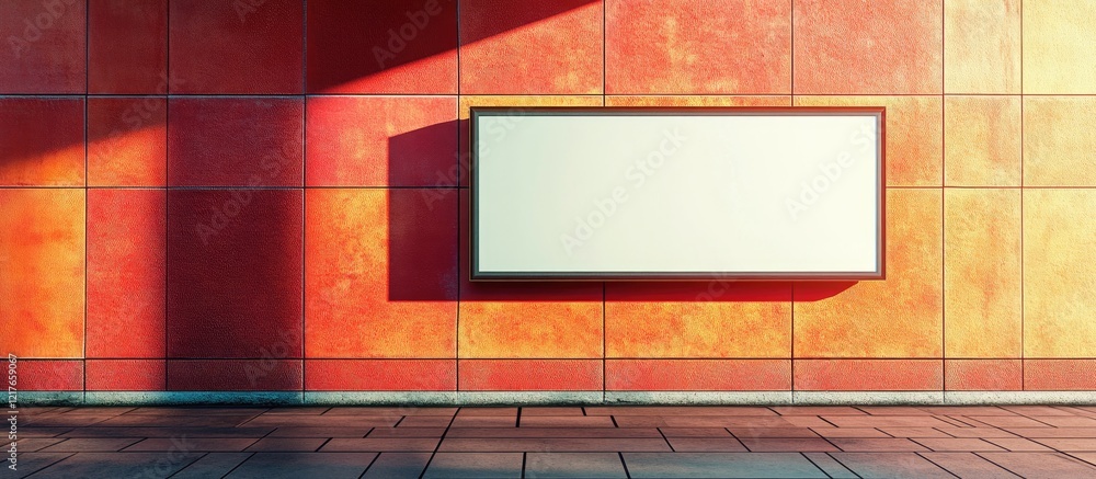 Poster blank billboard in modern urban setting with vibrant wall backdrop creating ideal space for advertis