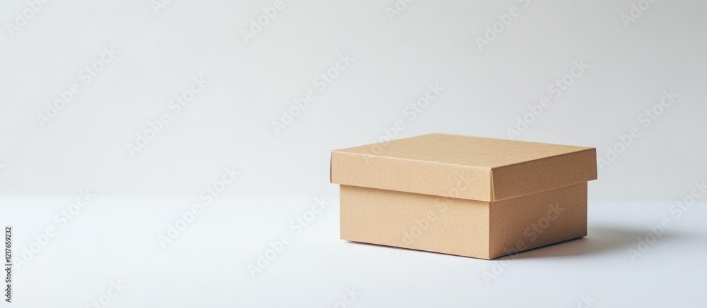 Poster customizable blank carton box isolated on white background offering ample copyspace for text and pro