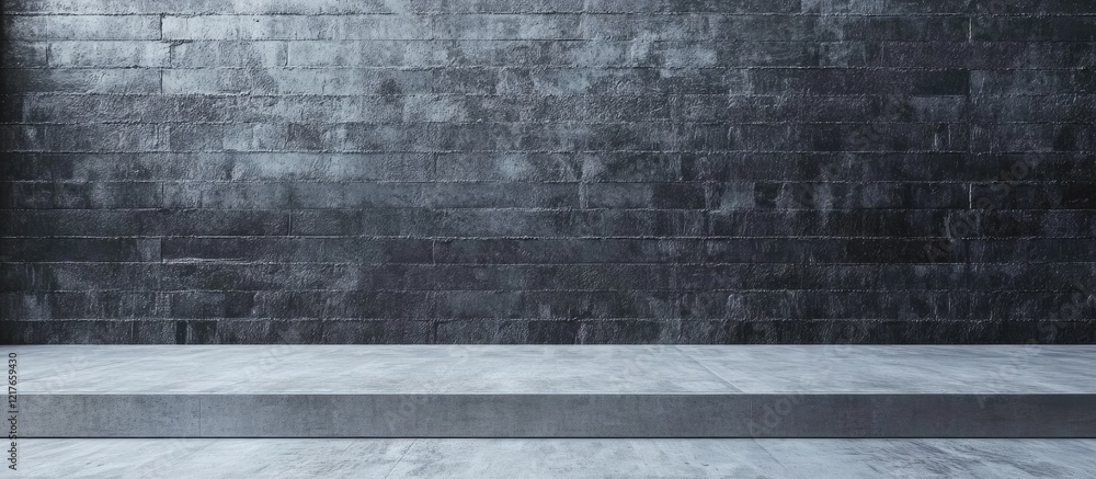 Aufkleber Minimalist brick wall background with concrete floor and ample copy space for advertising or text display in a modern setting