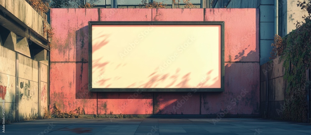 Aufkleber Blank Billboard in Urban Setting Surrounded by Nature Featuring Empty Copyspace for Custom Text or Advertisements