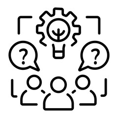 Employee brainstorming icon in outline style 