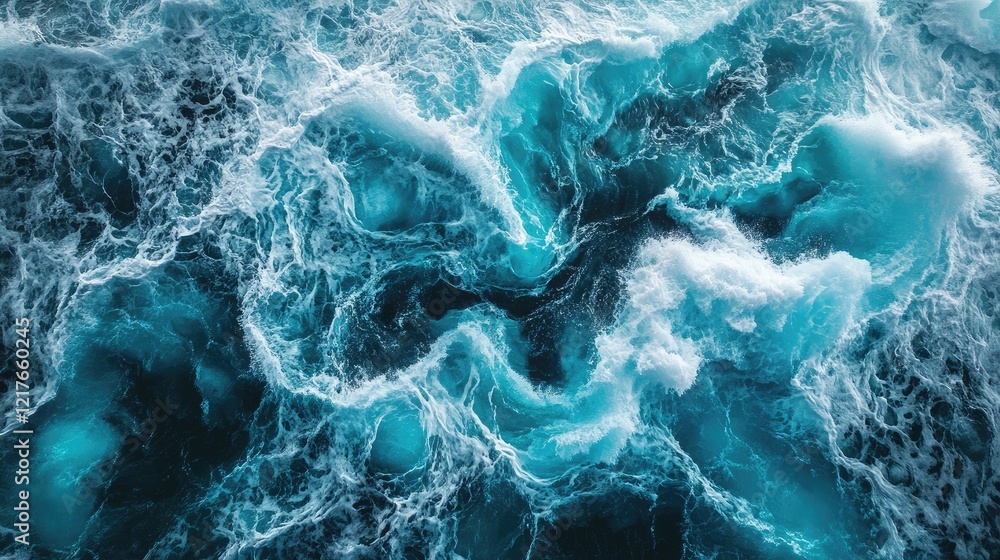 Aufkleber stunning aerial perspective of dynamic ocean waves creating intricate patterns in vibrant turquoise 