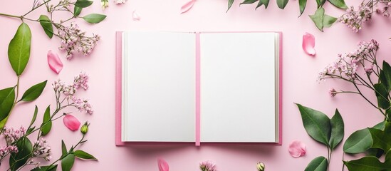 Bridal gift album layout showcasing celebration ideas with pink floral accents and empty space for personalized text and memories