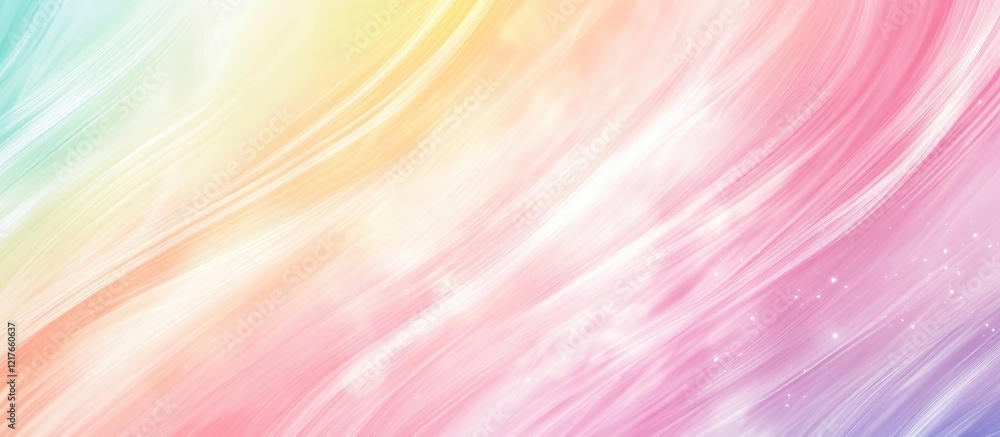 Poster Pastel rainbow gradient abstract background with smooth flowing colors and ample space for text or branding elements