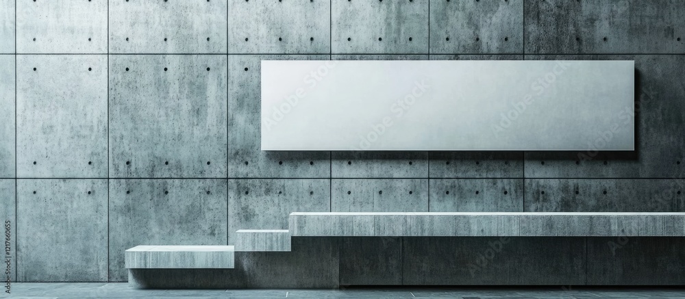 Poster Blank Billboard Mockup Against Concrete Wall for Advertising Display Featuring Empty Copyspace for Custom Text and Promotions