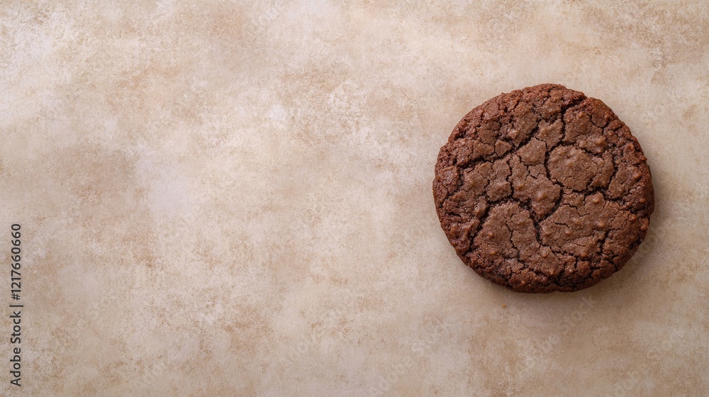 Poster chocolate cookie on rustic table with copy space for text or advertising use