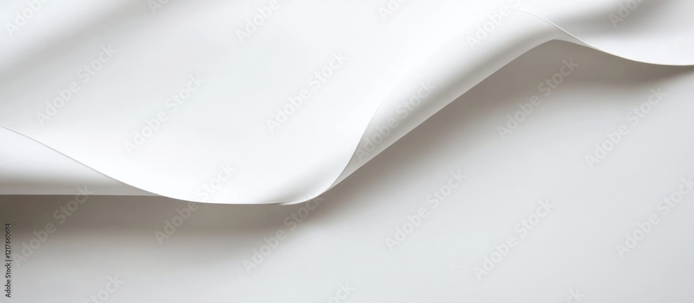 Aufkleber Elegant white fabric backdrop with smooth curves and ample copyspace for text highlighting design or promotional content.