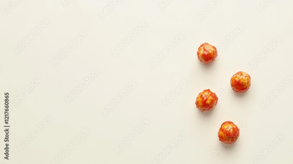 Poster four round orange balls arranged on a light background with ample copy space for text placement.