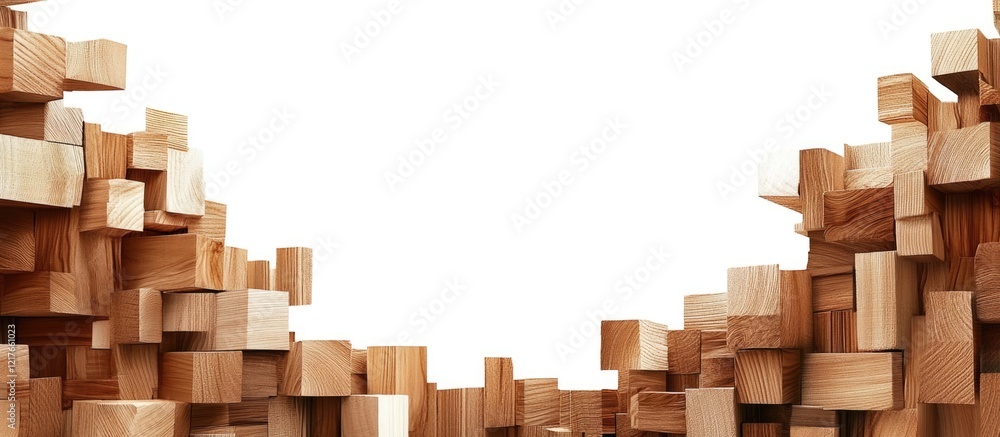 Poster wooden block creations with copy space for text placement on a white background