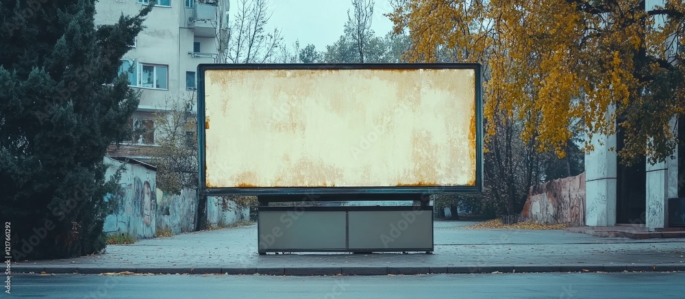 Poster empty billboard advertisement space on urban street ready for custom text or promotion in city envir