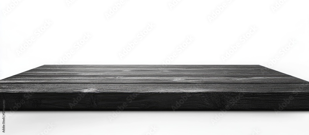 Poster black wooden tabletop isolated on white background ideal for product displays and promotional text w