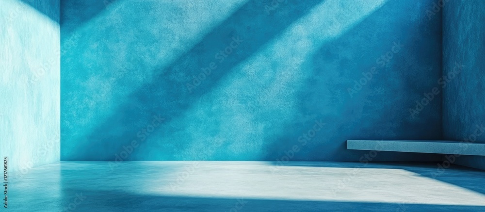 Aufkleber Bright Blue Abstract Cement Wall Texture Ideal for Studio Background with Ample Space for Overlays and Text Additions