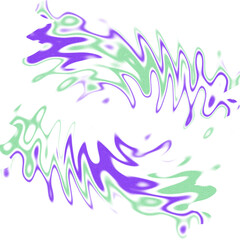 An abstract transparent psychedelic wavy spiral shape design element overlay.