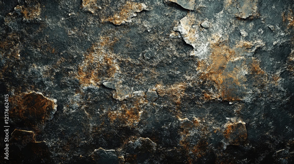Poster textured rusty metal surface with peeling paint and deep cracks providing rich visual detail and cop