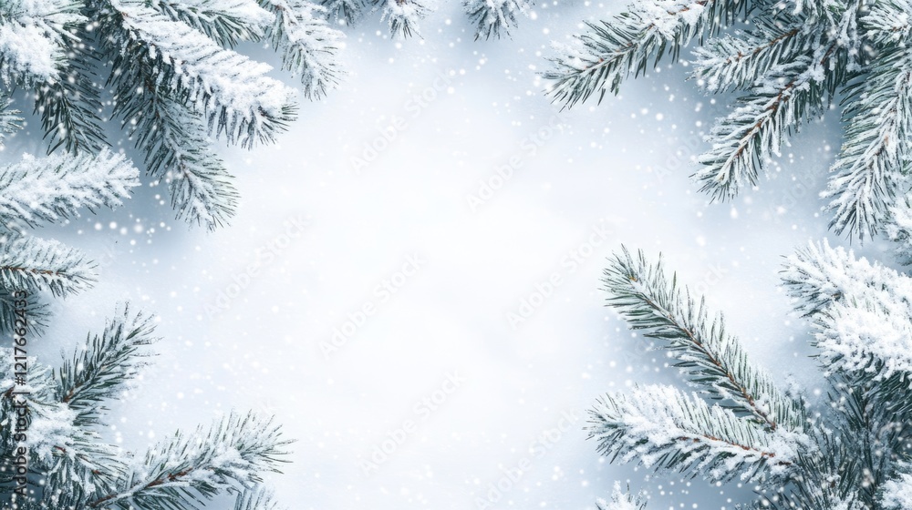 Poster winter aerial view of snowy pine coniferous trees creating a serene nature background perfect for ho