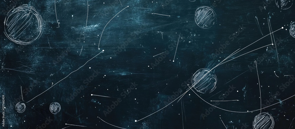 Poster chalkboard background with erased chalk marks and celestial drawings ideal for educational or creati