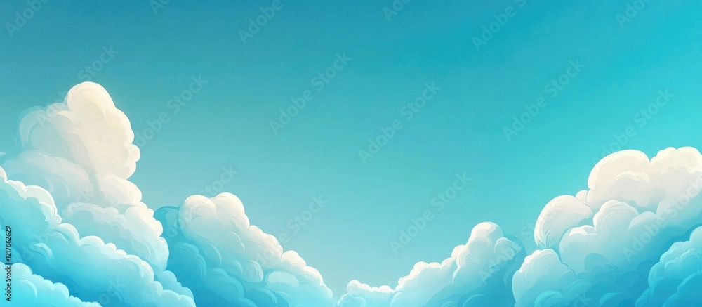 Aufkleber Serene blue sky with soft fluffy clouds creating a tranquil backdrop with ample space for text or messaging integration