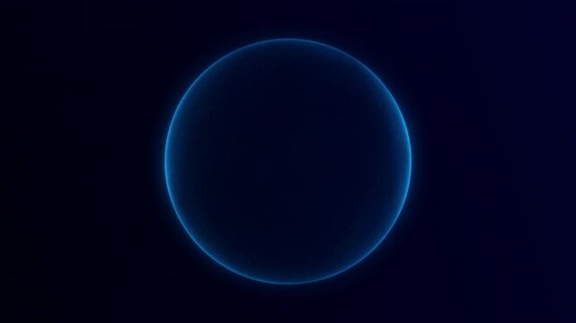 Simple blue abstract smoothly moving blurred energetic sphere on dark futuristic  background. Bright background with looped energy orb of blurred  particles. 