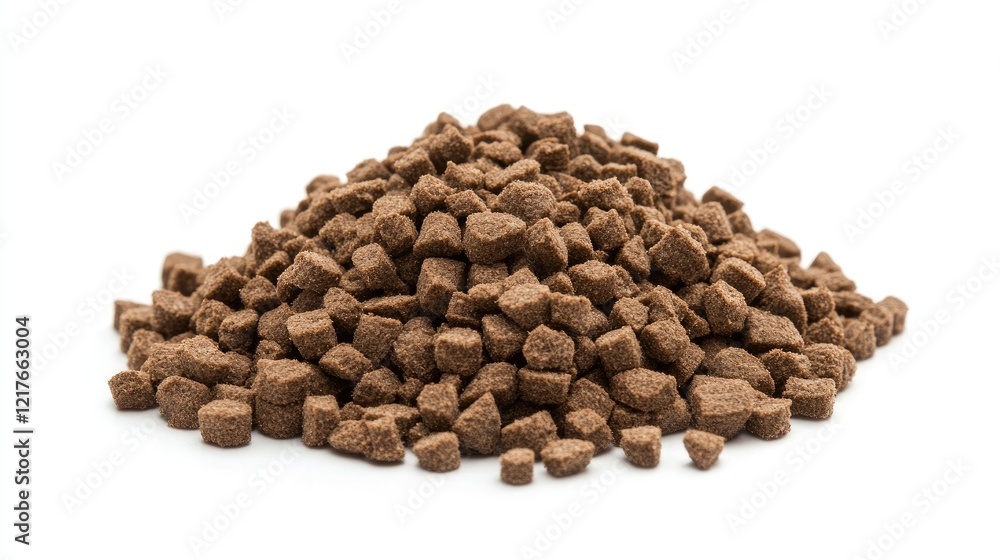 Poster brown granulated sugar pile on white background with copy space for text or design elements