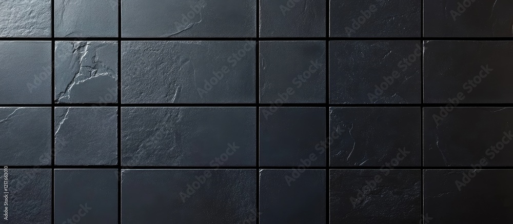 Aufkleber Black tiled surface in grid layout with ample copy space for text and design elements ideal for backgrounds or marketing materials