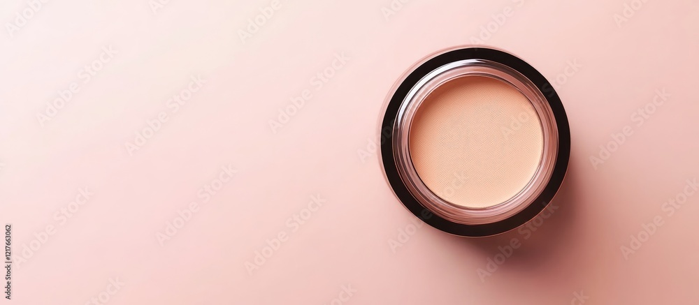 Poster cosmetic cream container with lid on pink background empty copy space for branding or product label 