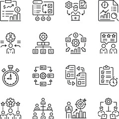 Set of Linear Style Data Management Icons  

