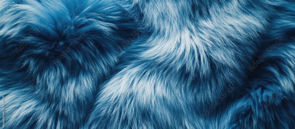 Aufkleber Luxurious blue faux fur texture with soft light shadows and ample empty space for text or branding use in design projects.
