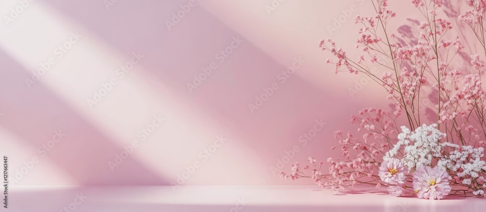 Poster elegant blank card mockup for festive greetings with floral accents and ample copyspace for personal