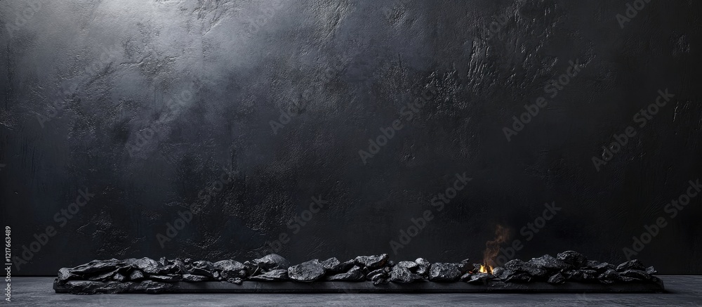 Aufkleber Textured Black Studio Wall Background with Dark Cement Surface and Empty Copyspace for Displaying Text or Graphics