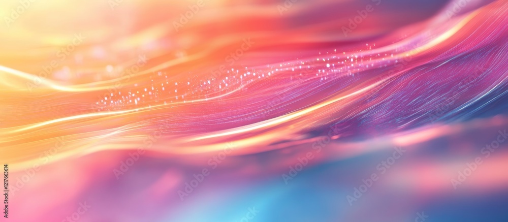 Aufkleber Vibrant Abstract AI Data Flow with Soft Waves and Ample Space for Text Overlay