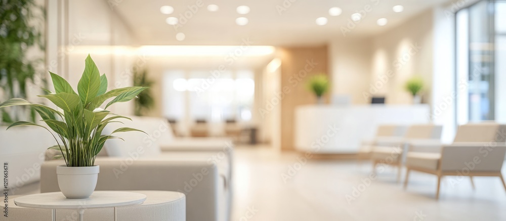 Poster modern blurred living room interior featuring a waiting area with ample copyspace for text and minim