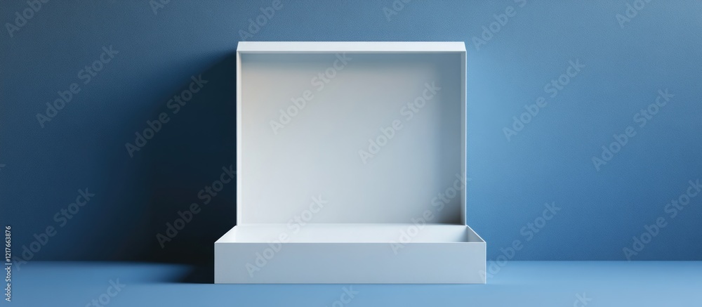 Aufkleber Minimalist Drop Front Box Mockup with Clear Space for Custom Text Displayed Against a Soft Blue Background