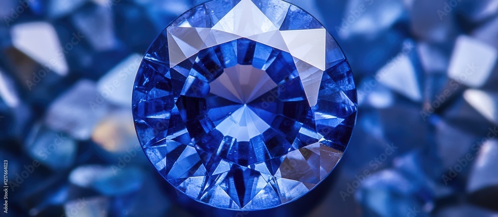 Aufkleber Close Up Macro Image of a Blue Sapphire Gemstone with Empty Copyspace Ideal for Text or Branding Use