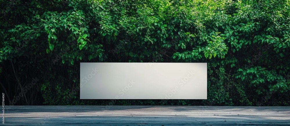 Poster blank billboard surrounded by lush green trees ideal for advertising with ample copyspace for text a