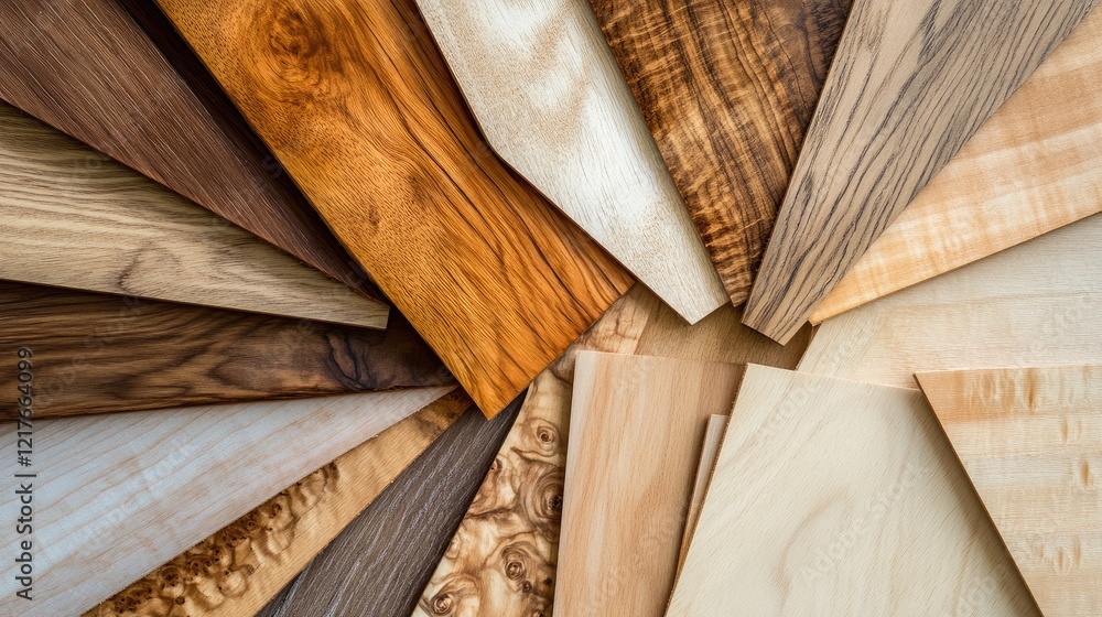 Poster various wood samples arranged in a circular pattern showcasing different textures and colors of wood