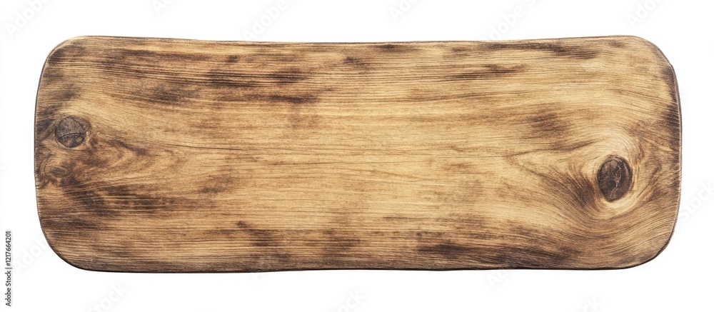 Aufkleber Natural Rustic Wooden Signboard Isolated on White Background with Ample Copyspace for Custom Text and Creative Designs