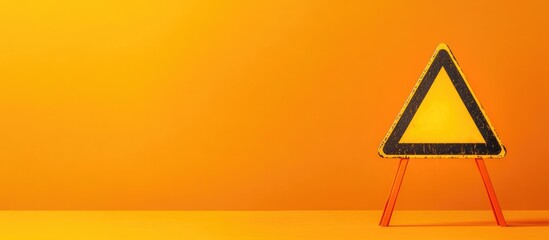 Caution Warning Sign on Orange Background with Empty Space for Text and Customizable Messaging in a Modern Design