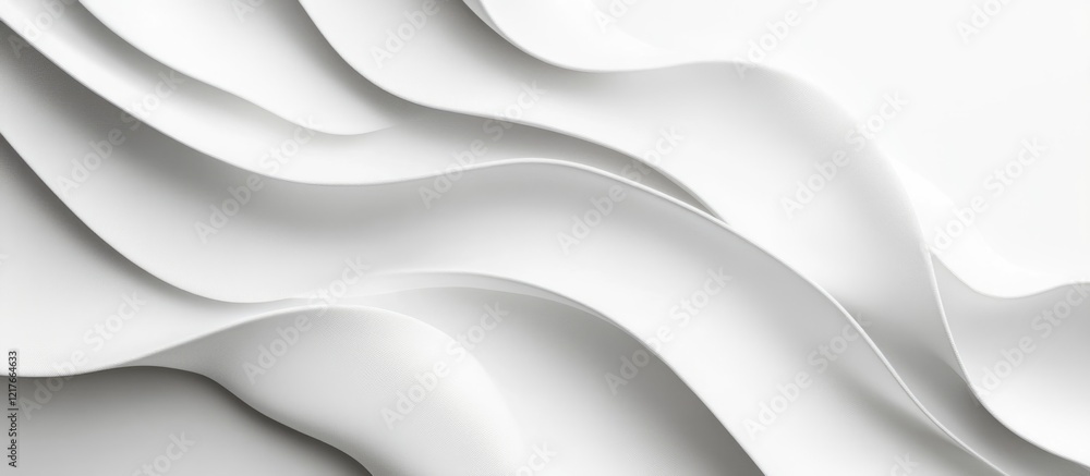 Aufkleber Elegant White Waves Background with Soft Curves and Copyspace for Text or Design Elements