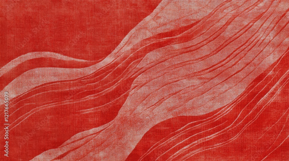 Poster elegant chinese red silk fabric background with flowing wave pattern and ample space for custom text