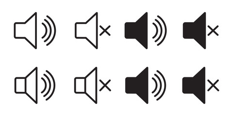 Sound volume icons set with different signal levels. Sound icon, volume symbol, speaker sign, Аn icon that increases and reduces the sound. icon vector. sound symbol.