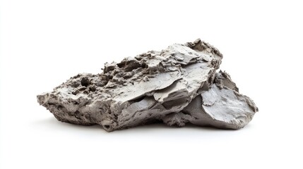 Gray modeling clay stones on white background with ample Copy Space for text placement.